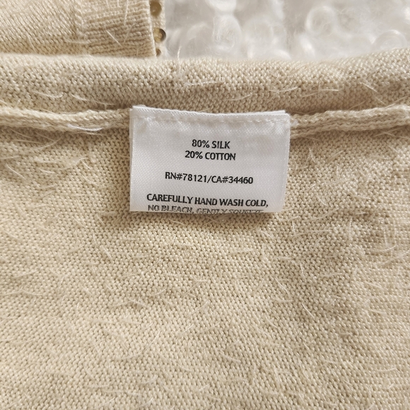 Eileen Fisher 80% Silk Cotton Sz L Vintage Gold Sequin V-Neck Top Party Evening - Picture 14 of 16